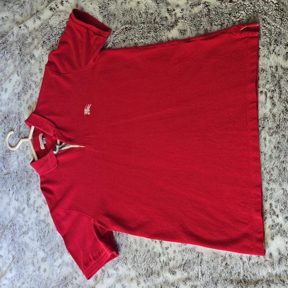 Mens burberry brit red polo shirt sz m